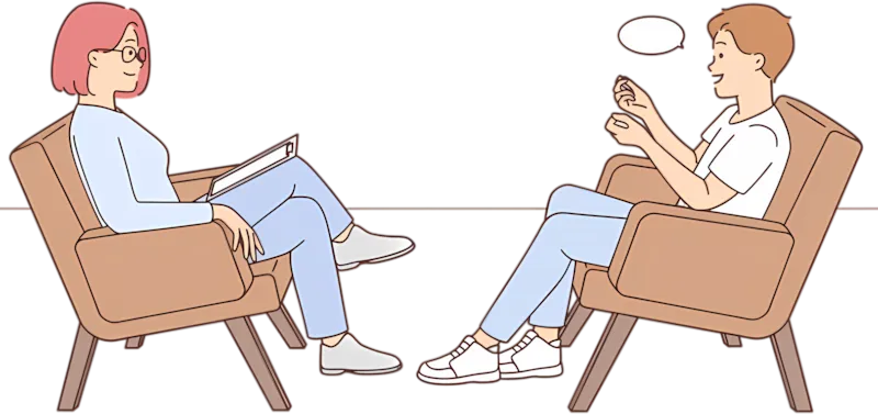 Ilustração representando conversa pelo WhatsApp com psicólogos online